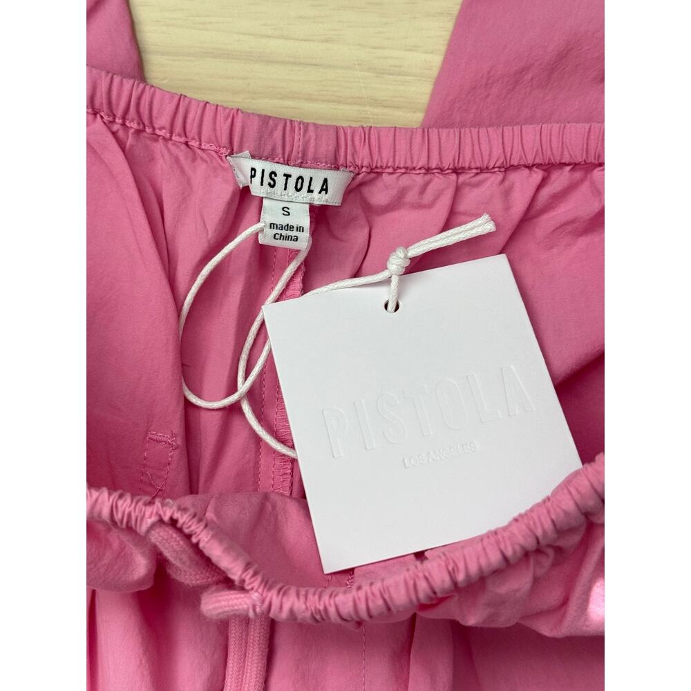 NWT Pistola Theo Drawstring Lightweight Poplin Pant Azalea Bubblegum Pink Small - Picture 4 of 4